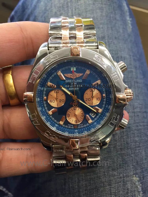 Breitling Two Tone Rose Gold Chronomat B01 Watch 46MM Case